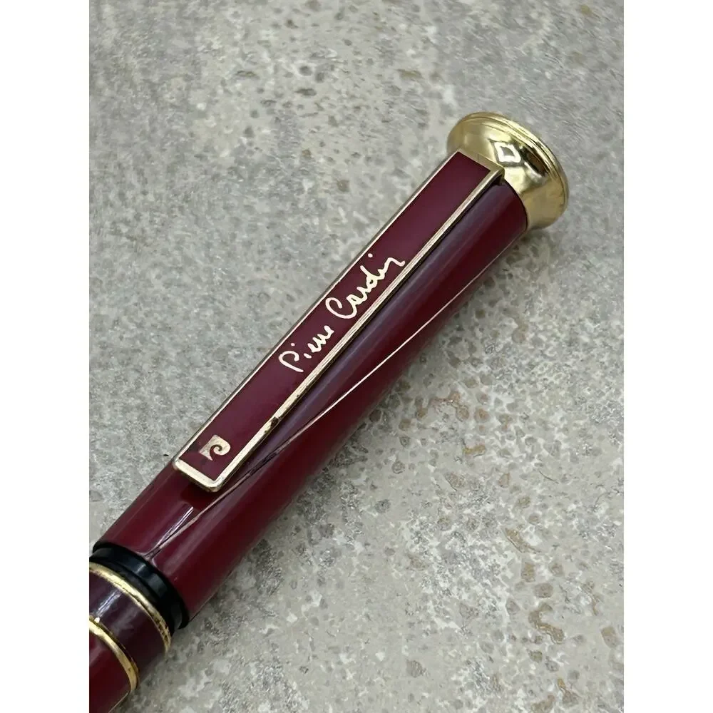 Vintage Pierre Cardin Fountain Pen Burgundy & Gold Tone Steel France Germany